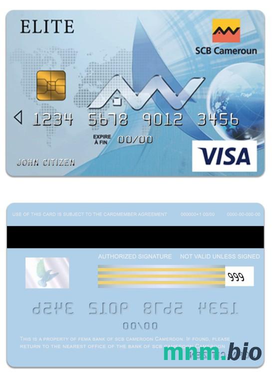 Cameroon SCB bank visa elita karta przykład w formacie PSD
